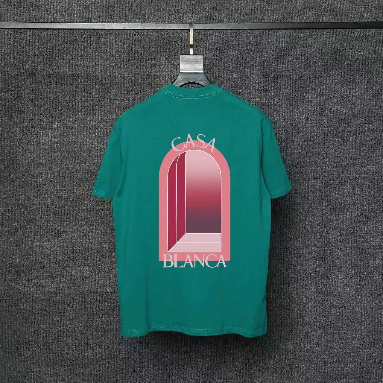 26ss CASABLANCA original printing process short-sleeved T-shirt original development using high-density double yarn pure cotton fabric upper body soft and comfortable color Black White Dark Green color Orange Pink Blue Royal Blue color cigarette powder 8 colors Sizes S M L XL